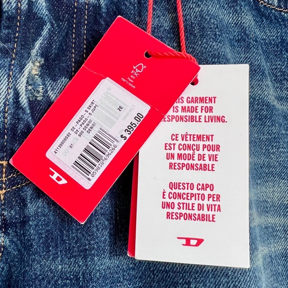 AUTH NWT Diesel Denim Maxi Skirt - Picture 6 of 9